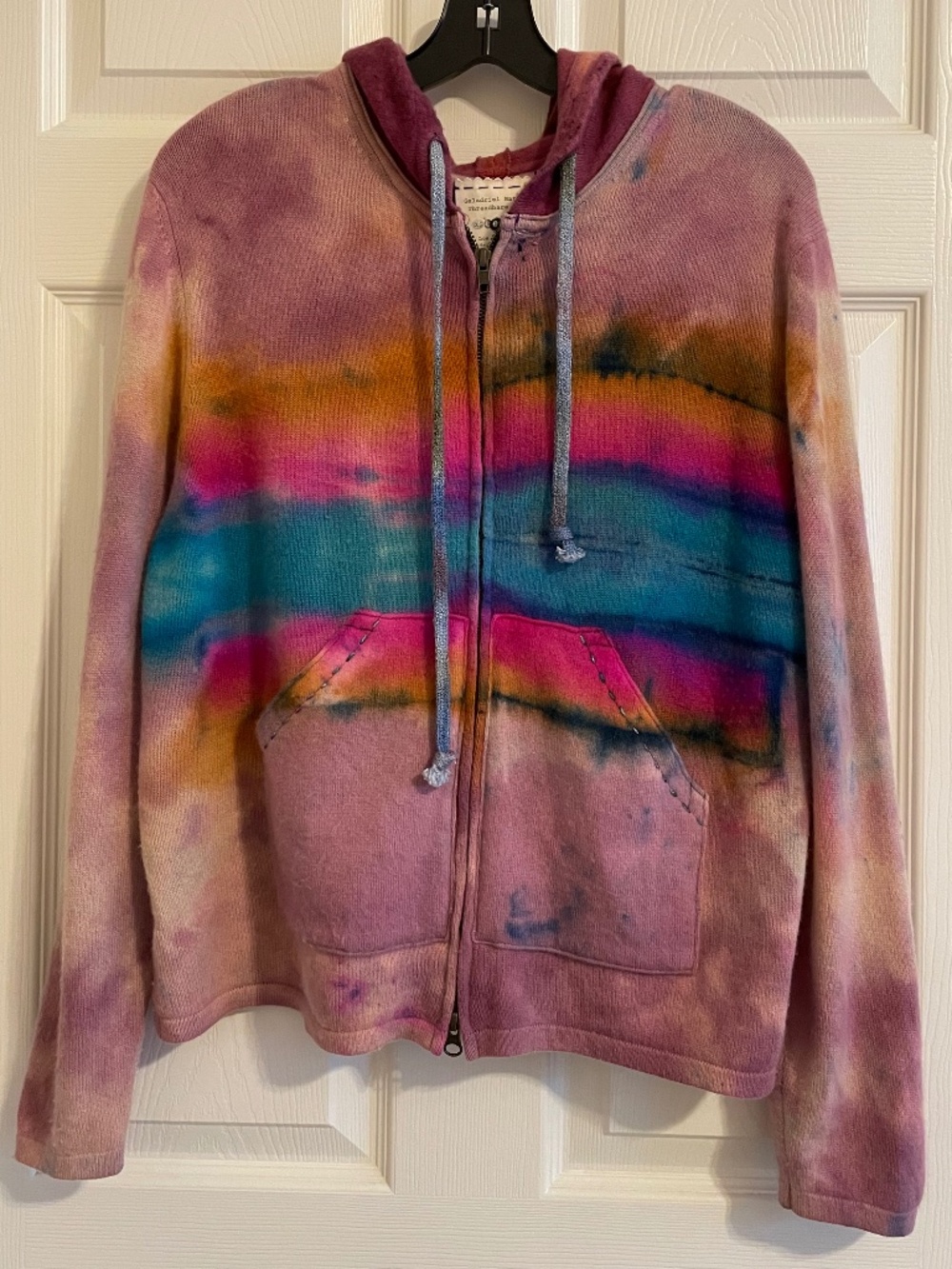 Galadriel Mattei Luxury Tie Dye Reclaimed Cashmere Zip Up Hoodie Sustainable
